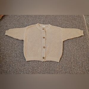 Chunky Cream Knit Button-Up Sweater